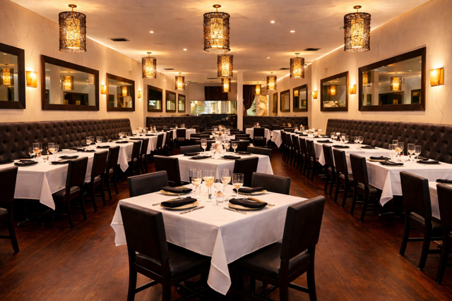 Private celebration venue in White Plains NY with elegant dining and event décor at Don Rene NYC and Soby Cam Events